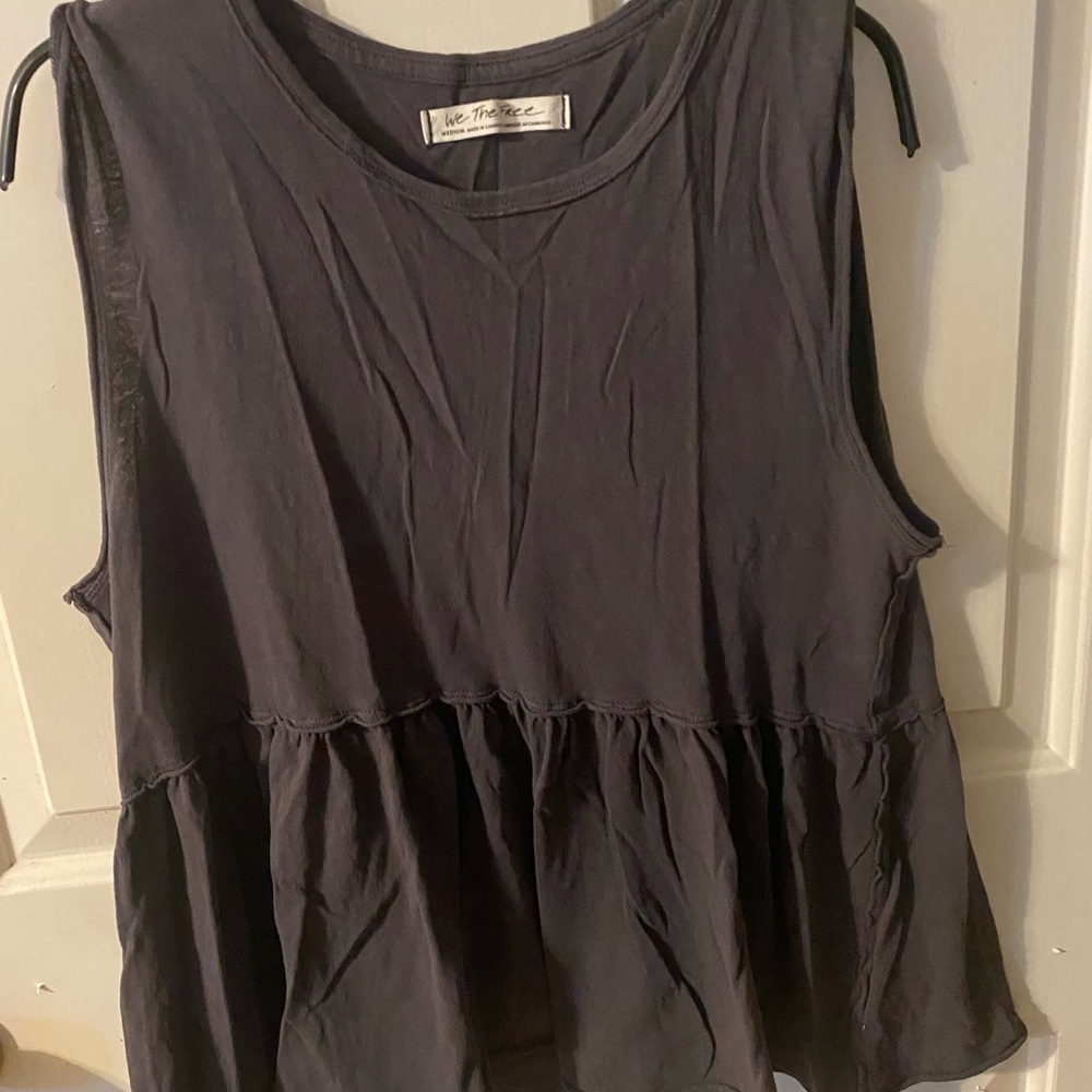 We The Free Dark Gray Peplum Tank Top